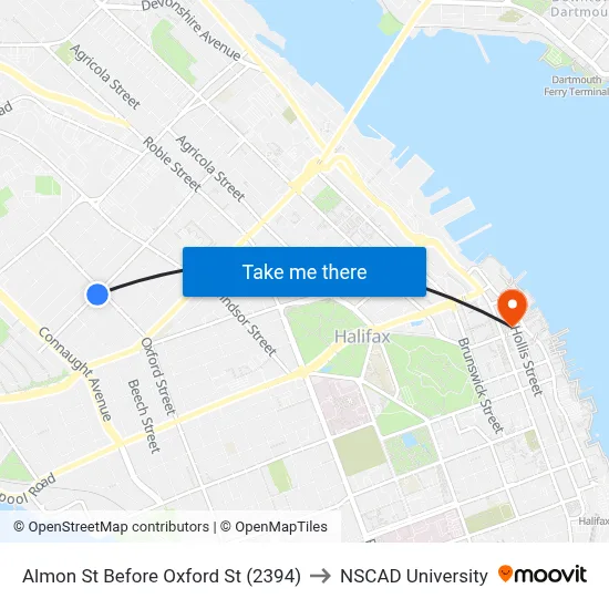 Almon St Before Oxford St (2394) to NSCAD University map