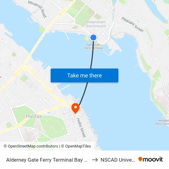 Alderney Gate Ferry Terminal Bay 3 (6064) to NSCAD University map