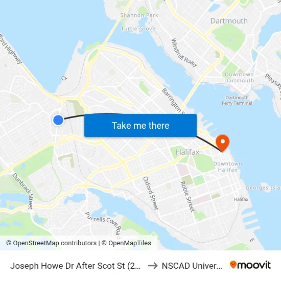 Joseph Howe Dr After Scot St (2325) to NSCAD University map