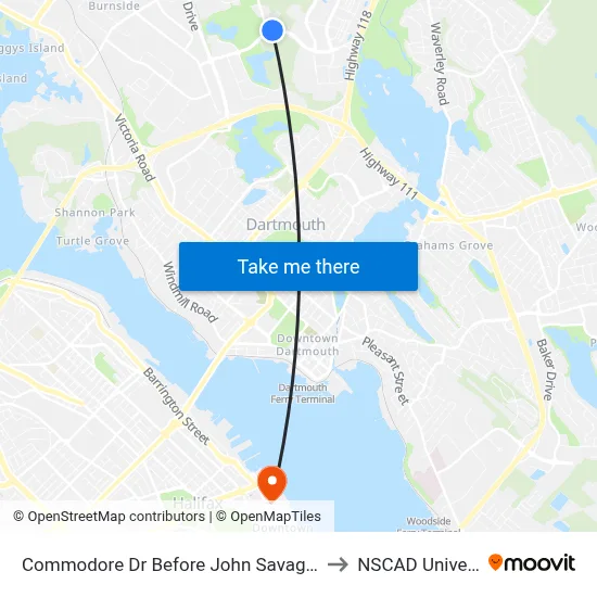 Commodore Dr Before John Savage (2357) to NSCAD University map