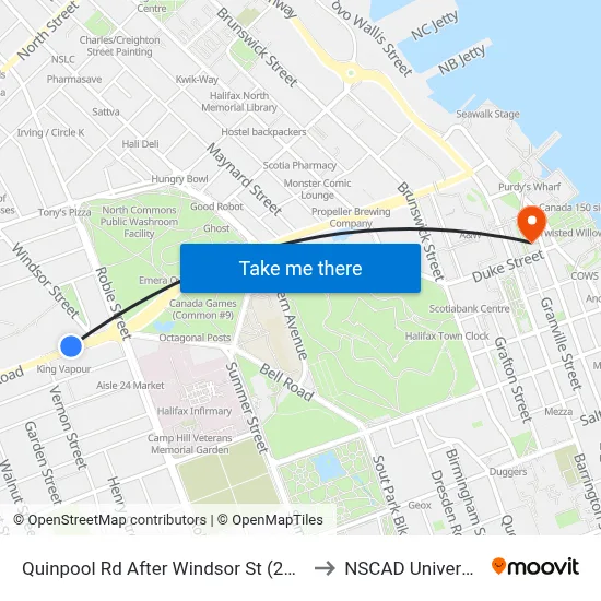 Quinpool Rd After Windsor St (2364) to NSCAD University map