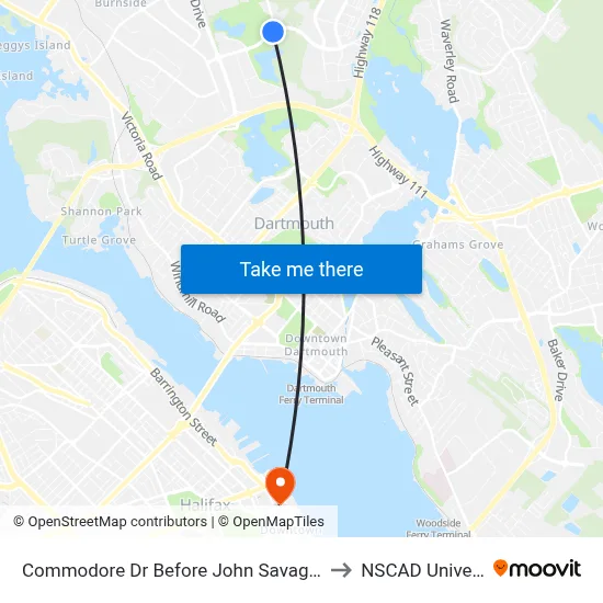 Commodore Dr Before John Savage (2366) to NSCAD University map