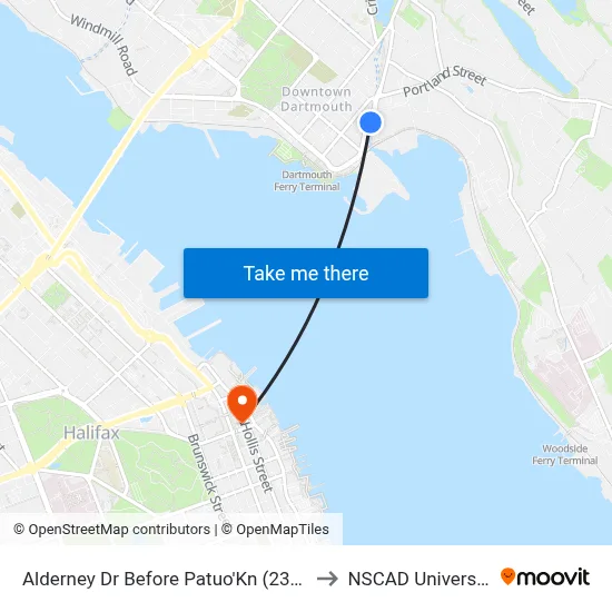 Alderney Dr Before Patuo'Kn (2359) to NSCAD University map