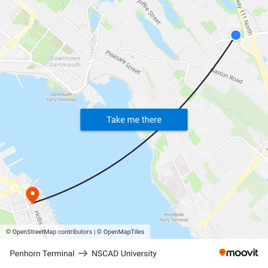 Penhorn Terminal to NSCAD University map