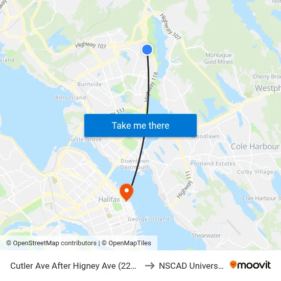 Cutler Ave After Higney Ave (2282) to NSCAD University map