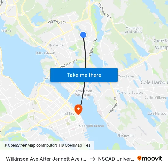 Wilkinson Ave After Jennett Ave (2286) to NSCAD University map