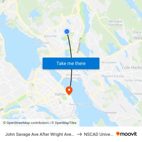 John Savage Ave After Wright Ave (2287) to NSCAD University map