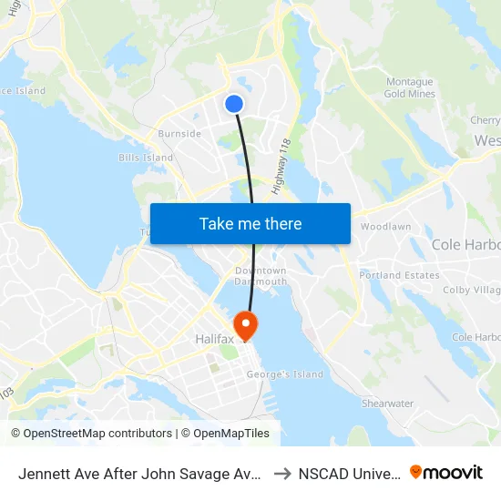 Jennett Ave After John Savage Ave (2288) to NSCAD University map