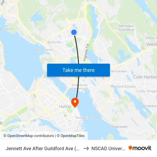 Jennett Ave After Guildford Ave (2289) to NSCAD University map