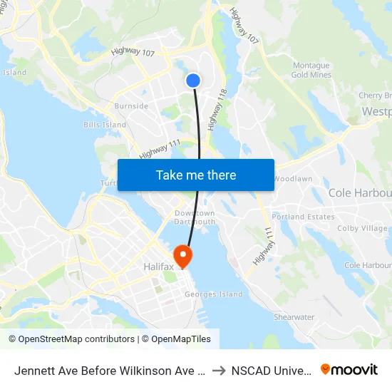 Jennett Ave Before Wilkinson Ave (2290) to NSCAD University map