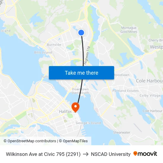 Wilkinson Ave at Civic 795 (2291) to NSCAD University map