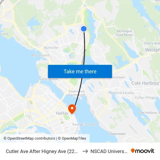 Cutler Ave After Higney Ave (2294) to NSCAD University map