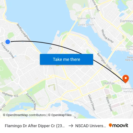 Flamingo Dr After Dipper Cr (2302) to NSCAD University map