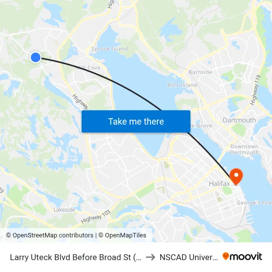 Larry Uteck Blvd Before Broad St (2309) to NSCAD University map