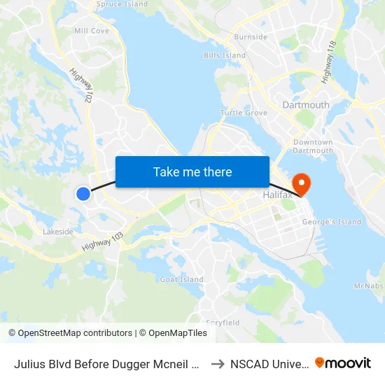 Julius Blvd Before Dugger Mcneil Dr (2315) to NSCAD University map