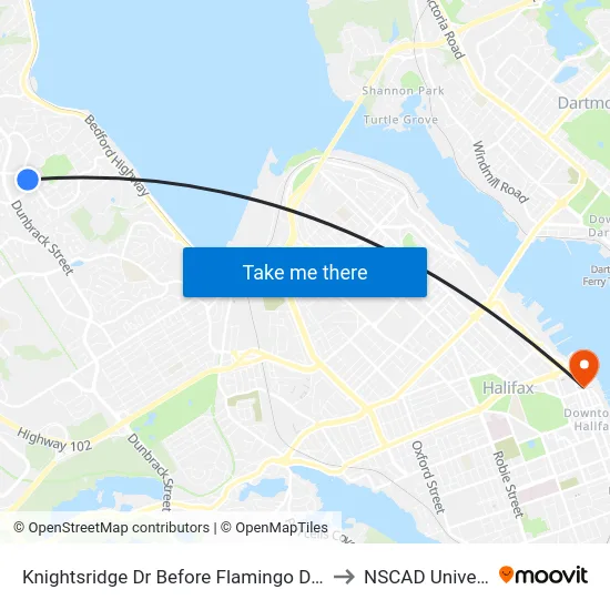 Knightsridge Dr Before Flamingo Dr (2006) to NSCAD University map