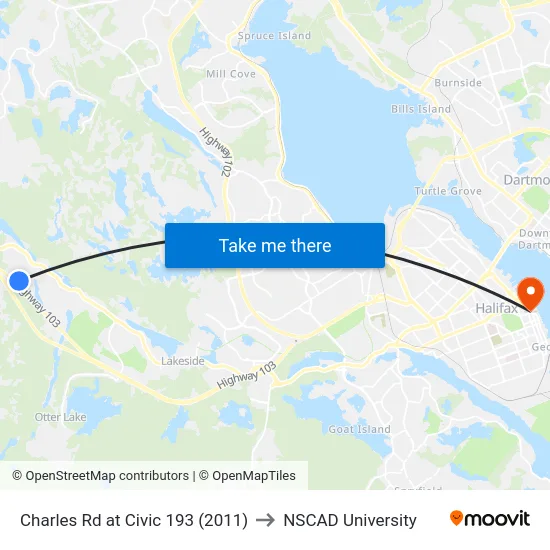 Charles Rd at Civic 193 (2011) to NSCAD University map