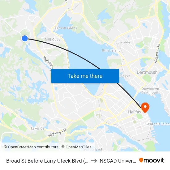 Broad St Before Larry Uteck Blvd (2027) to NSCAD University map