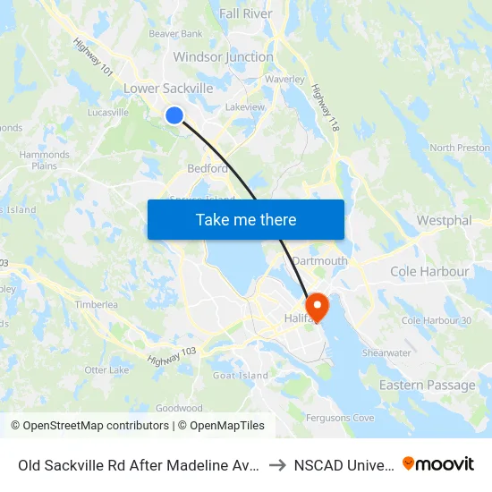 Old Sackville Rd After Madeline Ave (2041) to NSCAD University map