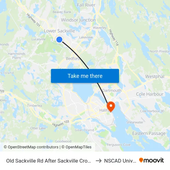 Old Sackville Rd After Sackville Cross Rd (2042) to NSCAD University map