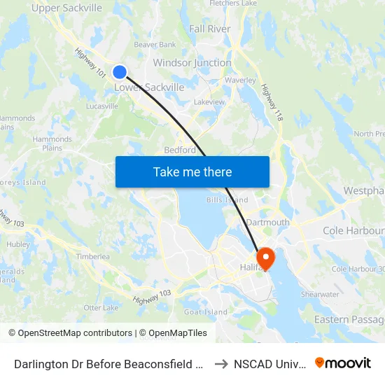 Darlington Dr Before Beaconsfield Way (2070) to NSCAD University map