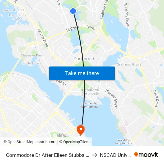 Commodore Dr After Eileen Stubbs Ave (2082) to NSCAD University map