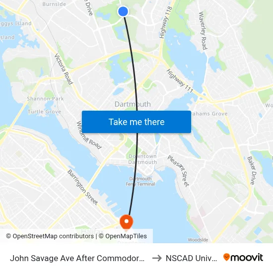 John Savage Ave After Commodore Dr (2083) to NSCAD University map