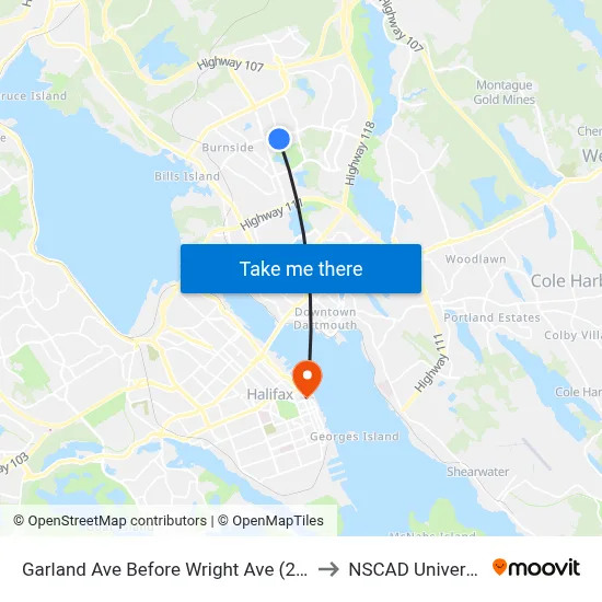 Garland Ave Before Wright Ave (2087) to NSCAD University map