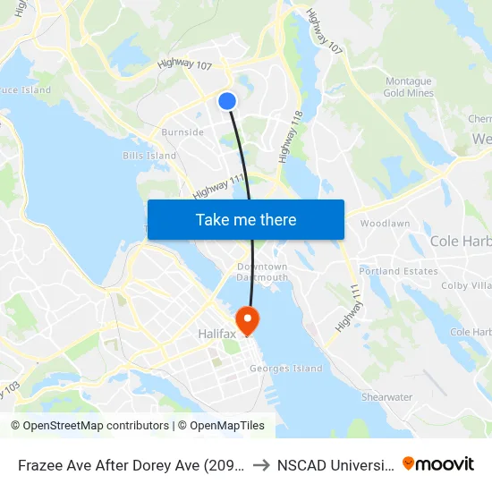 Frazee Ave After Dorey Ave (2090) to NSCAD University map
