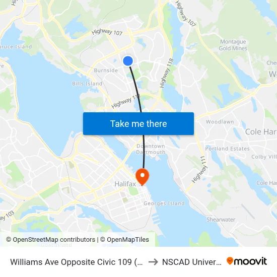 Williams Ave Opposite Civic 109 (2095) to NSCAD University map