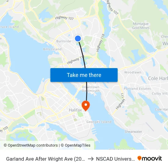 Garland Ave After Wright Ave (2096) to NSCAD University map