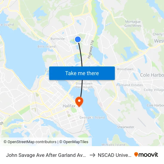 John Savage Ave After Garland Ave (2099) to NSCAD University map