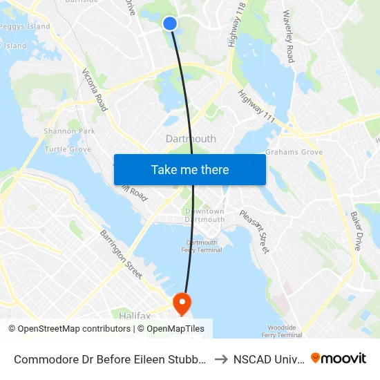Commodore Dr Before Eileen Stubbs Ave (2101) to NSCAD University map