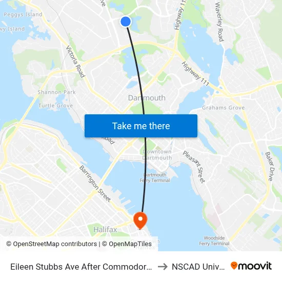 Eileen Stubbs Ave After Commodore Dr (2102) to NSCAD University map