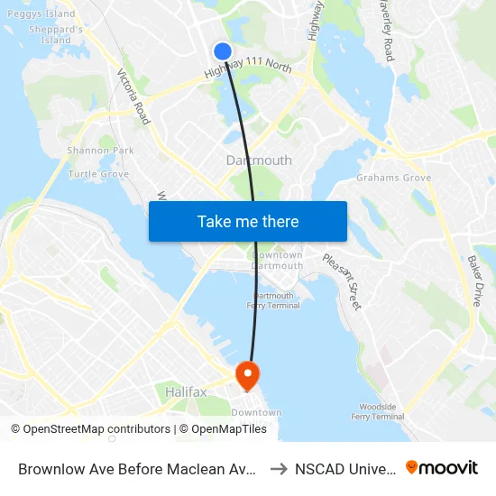 Brownlow Ave Before Maclean Ave (2105) to NSCAD University map