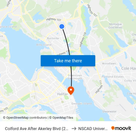 Colford Ave After Akerley Blvd (2107) to NSCAD University map