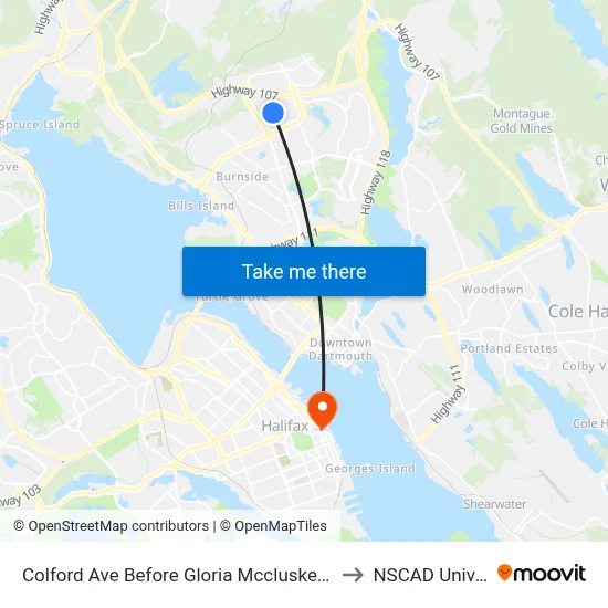 Colford Ave Before Gloria Mccluskey Ave (2108) to NSCAD University map