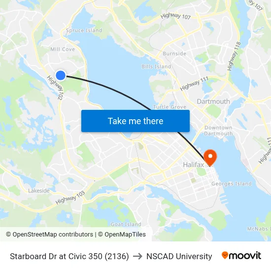 Starboard Dr at Civic 350 (2136) to NSCAD University map