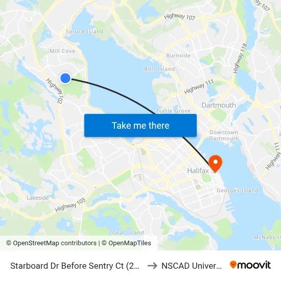 Starboard Dr Before Sentry Ct (2137) to NSCAD University map