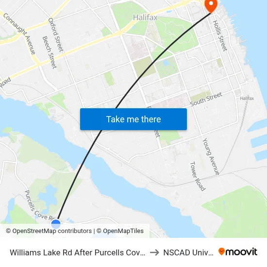 Williams Lake Rd After Purcells Cove Rd (2156) to NSCAD University map