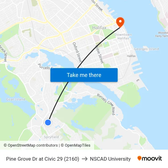 Pine Grove Dr at Civic 29 (2160) to NSCAD University map