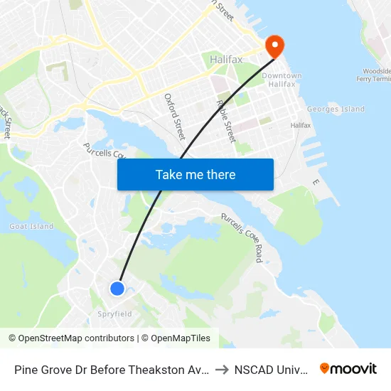 Pine Grove Dr Before Theakston Ave (2161) to NSCAD University map