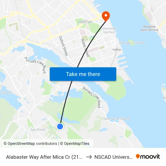 Alabaster Way After Mica Cr (2165) to NSCAD University map
