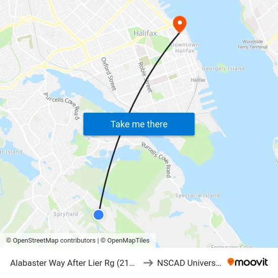 Alabaster Way After Lier Rg (2166) to NSCAD University map