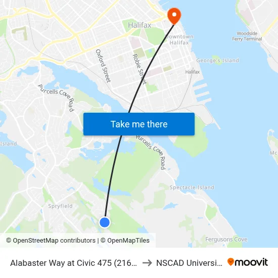 Alabaster Way at Civic 475 (2168) to NSCAD University map