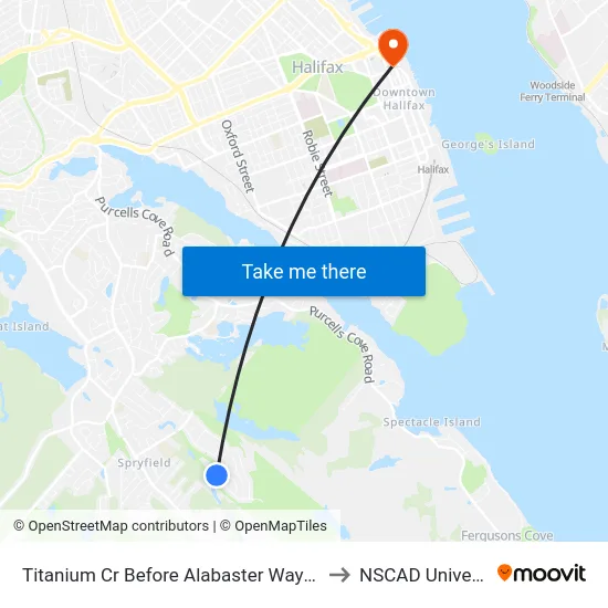 Titanium Cr Before Alabaster Way (2189) to NSCAD University map