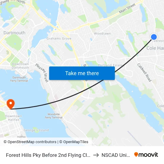 Forest Hills Pky Before 2nd Flying Cloud Dr (2227) to NSCAD University map
