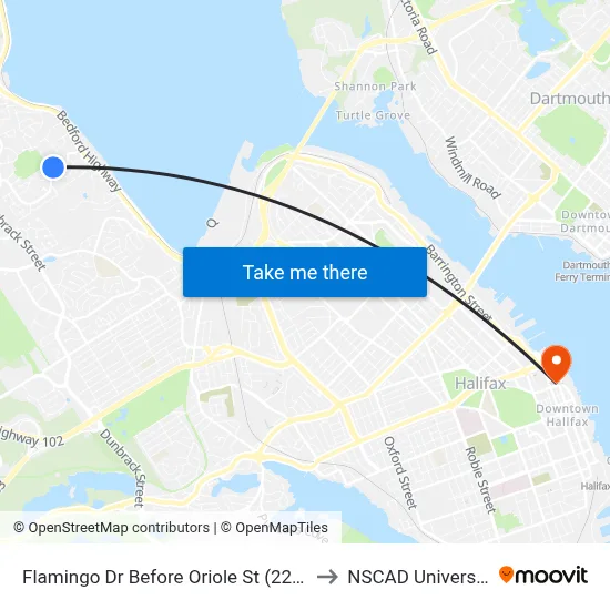 Flamingo Dr Before Oriole St (2254) to NSCAD University map