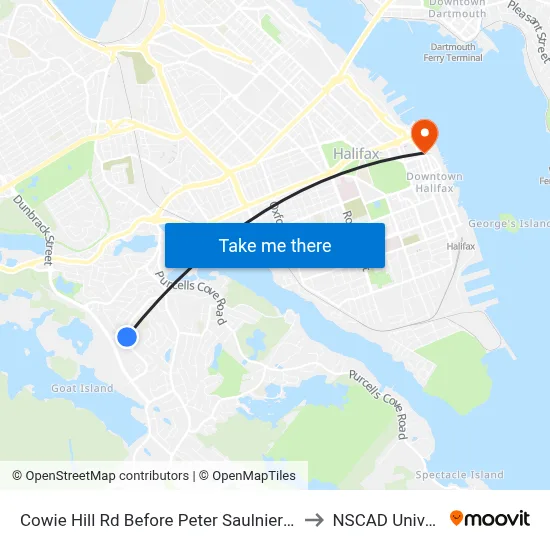 Cowie Hill Rd Before Peter Saulnier Dr (2206) to NSCAD University map