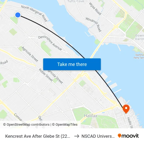 Kencrest Ave After Glebe St (2213) to NSCAD University map